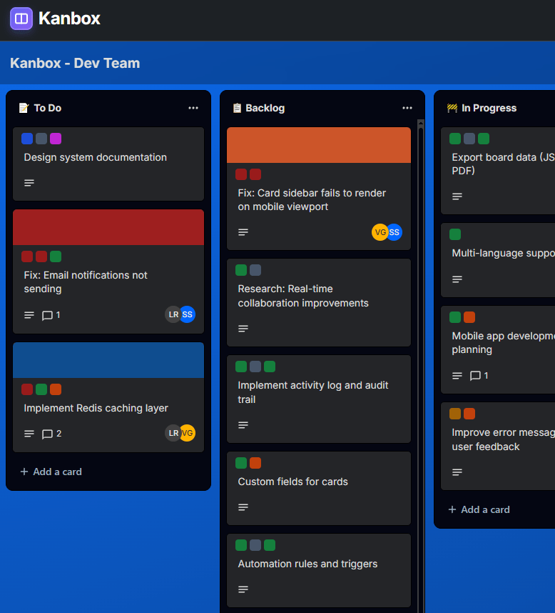 Kanbox project screenshot